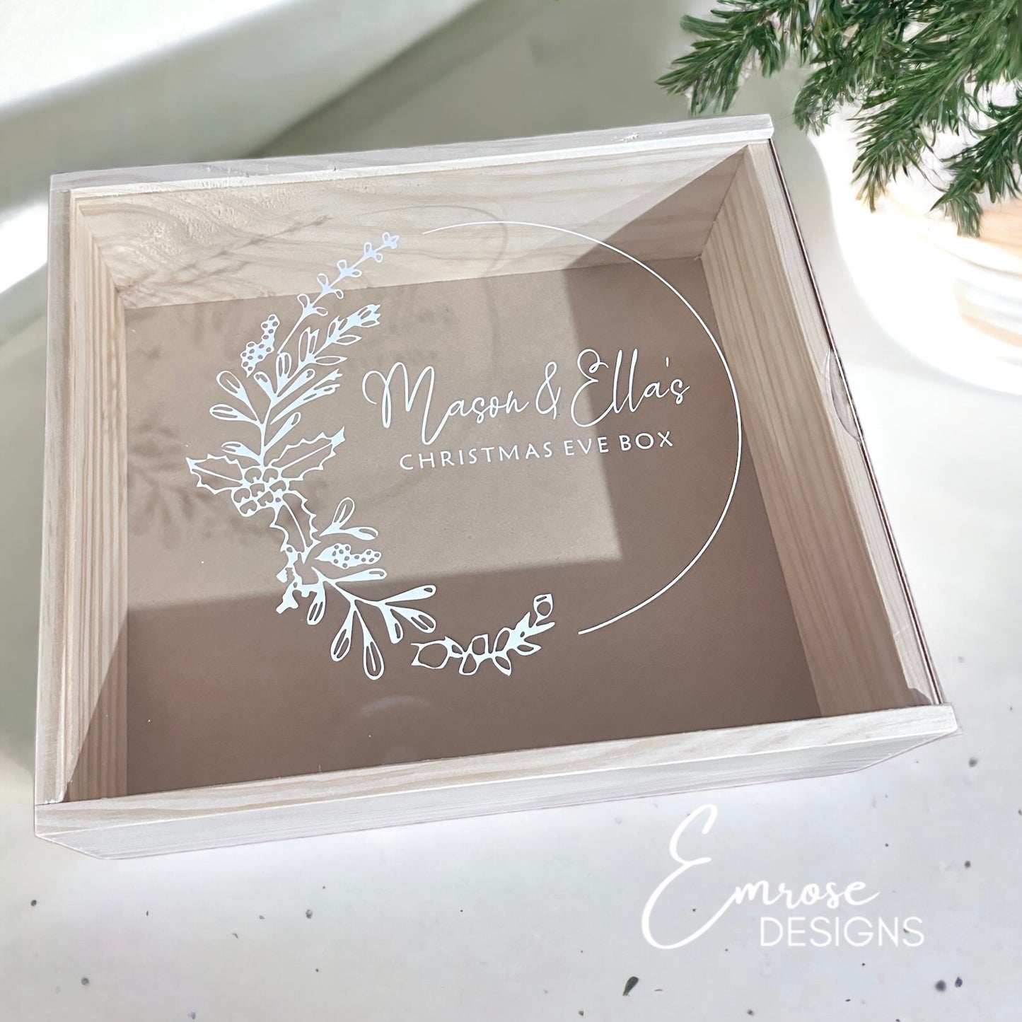 Christmas Timber Keepsake Box with Acrylic Lid